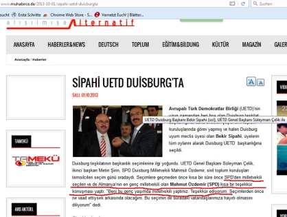 Screenshot muhabirce.de - Dankesworte von Mahmut Özdemir an die UETD